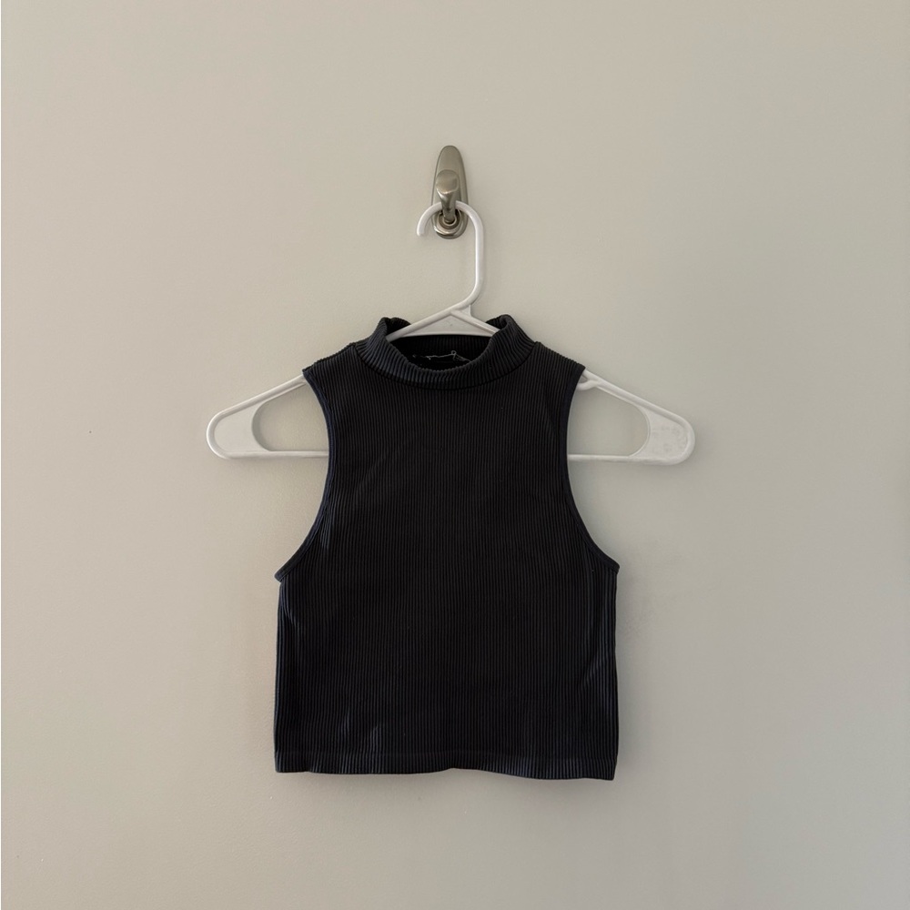 Zara Charcoal Ribbed Top
